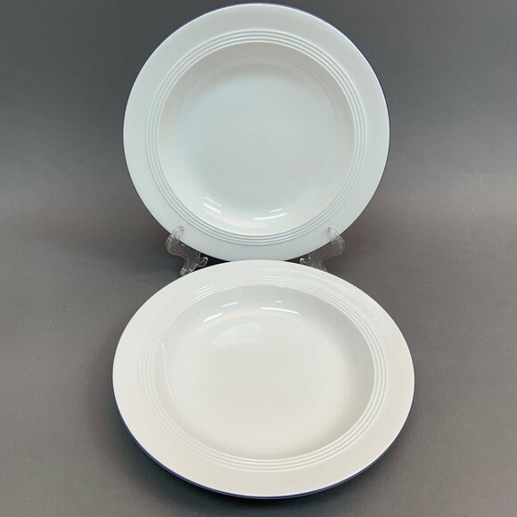 Friesland Jeverland? White Blue Trim Rimmed Bowls Set of 2 - Picture 1 of 7